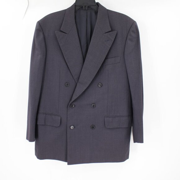 Luciano barbera sport coat men's 40/42 bespoke double breasted wool peak lapel